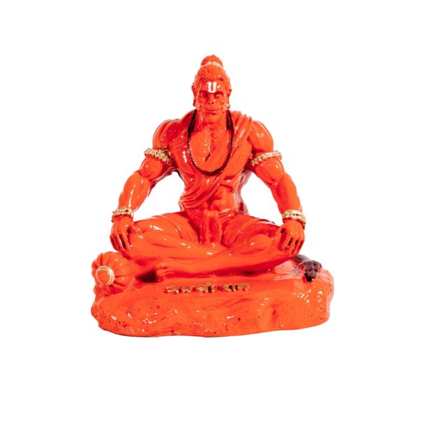 Powerful Orange Lord Hanuman Meditative Idol