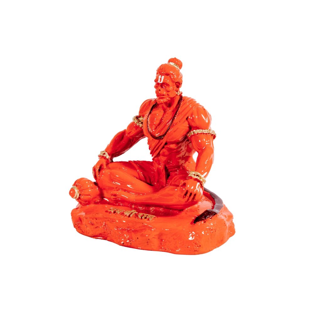 Powerful Orange Lord Hanuman Meditative Idol - Image 2